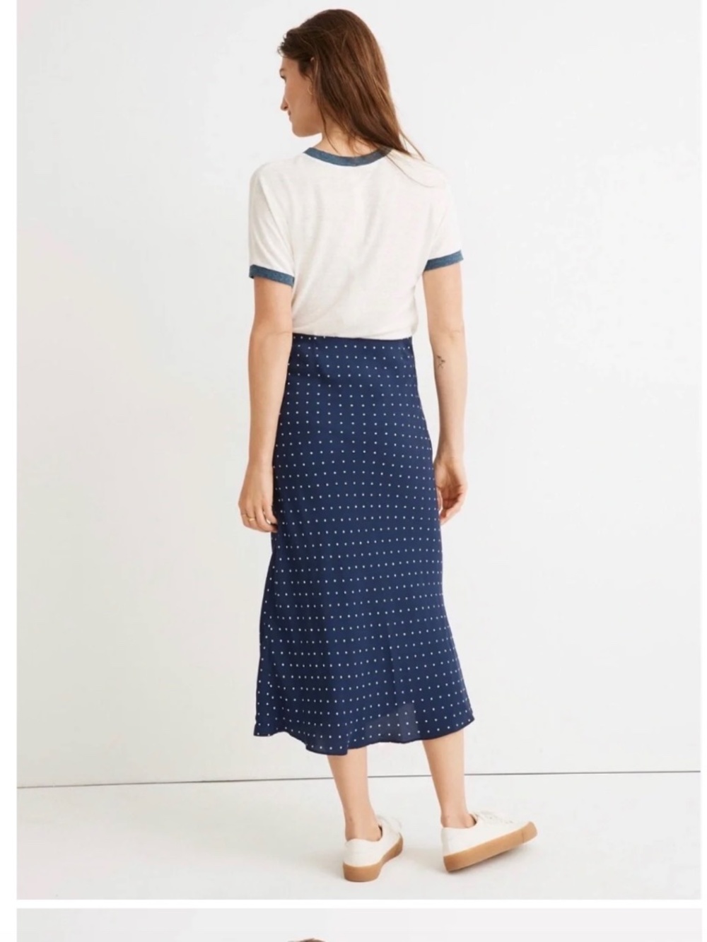 NWT Madewell Midi Slip Skirt Polka Dot Bengali Indigo Size 6 - Picture 2 of 7